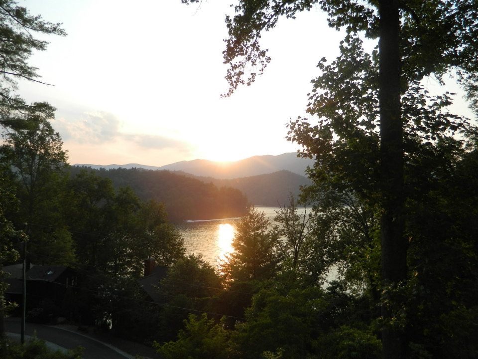 Sunset landscape reflection